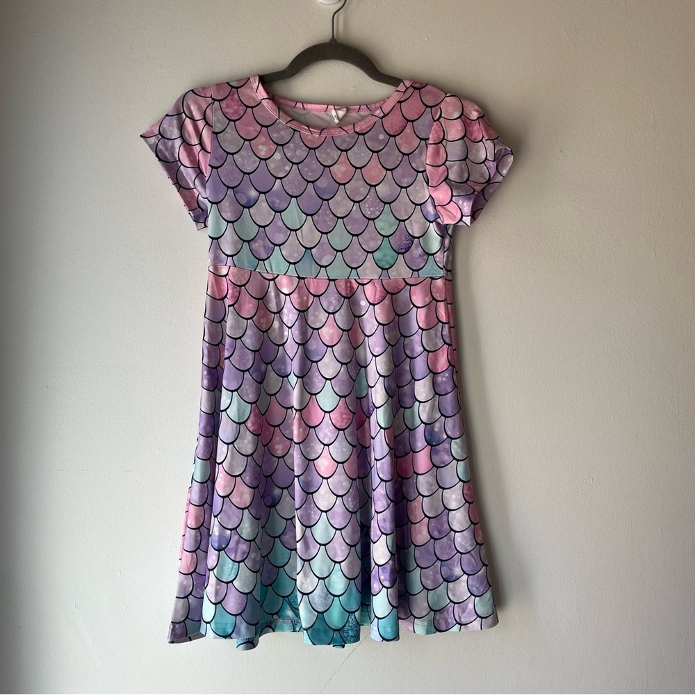 Girls Mermaid Scale Dress Mud Kingdom Pastel Rainbow Size 140 (9–10 Years)